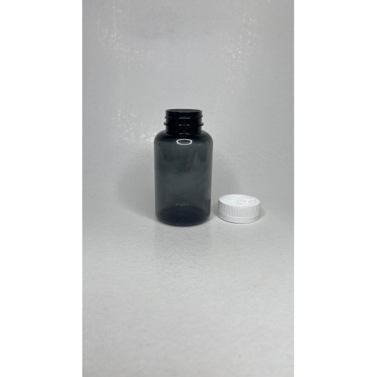 200 ml Gri Tablet Şişesi | Beyaz Çocuk Emniyetli Kapaklı Vitamin, Kapsül ve Takviye Edici Gıda Kutusu (400 Adet/Koli)