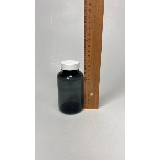 200 ml Gri Tablet Şişesi | Beyaz Kapaklı Vitamin, Kapsül ve Takviye Edici Gıda Kutusu (400 Adet/Koli)