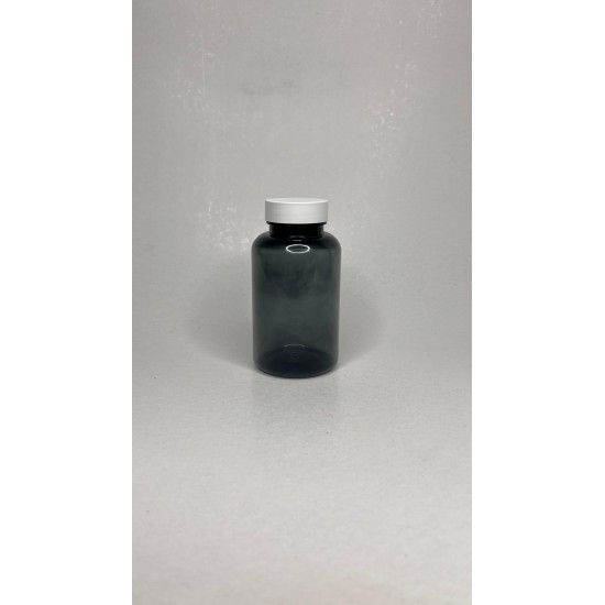 200 ml Gri Tablet Şişesi | Beyaz Kapaklı Vitamin, Kapsül ve Takviye Edici Gıda Kutusu (400 Adet/Koli)