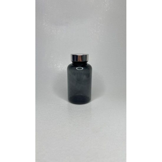 200 ml Gri Tablet Şişesi | Gümüş Kapaklı Vitamin, Kapsül ve Takviye Edici Gıda Kutusu (400 Adet/Koli)