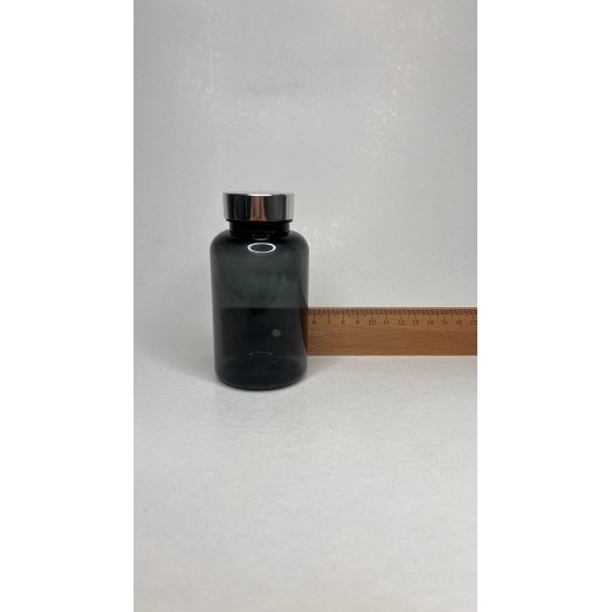 200 ml Gri Tablet Şişesi | Gümüş Kapaklı Vitamin, Kapsül ve Takviye Edici Gıda Kutusu (400 Adet/Koli)