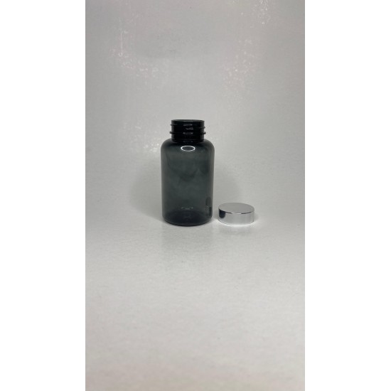 200 ml Gri Tablet Şişesi | Gümüş Kapaklı Vitamin, Kapsül ve Takviye Edici Gıda Kutusu (400 Adet/Koli)