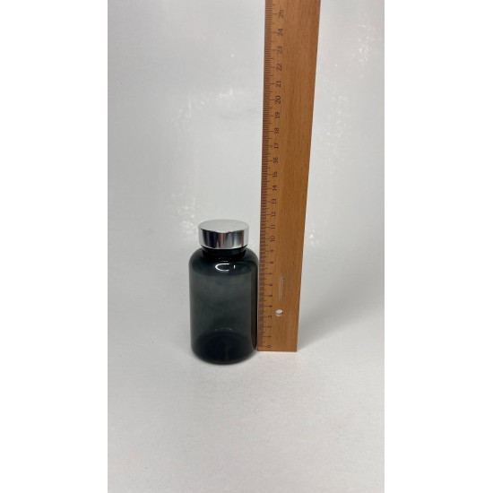 200 ml Gri Tablet Şişesi | Gümüş Kapaklı Vitamin, Kapsül ve Takviye Edici Gıda Kutusu (400 Adet/Koli)