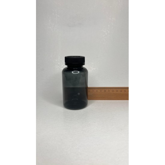 200 ml Gri Tablet Şişesi | Siyah Çocuk Emniyetli Kapaklı Vitamin, Kapsül ve Takviye Edici Gıda Kutusu (400 Adet/Koli)