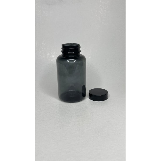 200 ml Gri Tablet Şişesi | Siyah Kapaklı Vitamin, Kapsül ve Takviye Edici Gıda Kutusu (400 Adet/Koli)
