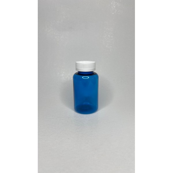 200 ml Mavi Tablet Şişesi | Beyaz Çocuk Emniyetli Kapaklı Vitamin, Kapsül ve Takviye Edici Gıda Kutusu (400 Adet/Koli)