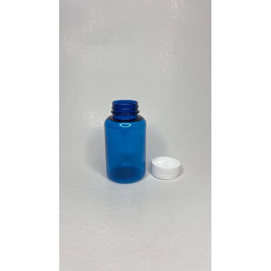 200 ml Mavi Tablet Şişesi | Beyaz Çocuk Emniyetli Kapaklı Vitamin, Kapsül ve Takviye Edici Gıda Kutusu (400 Adet/Koli)