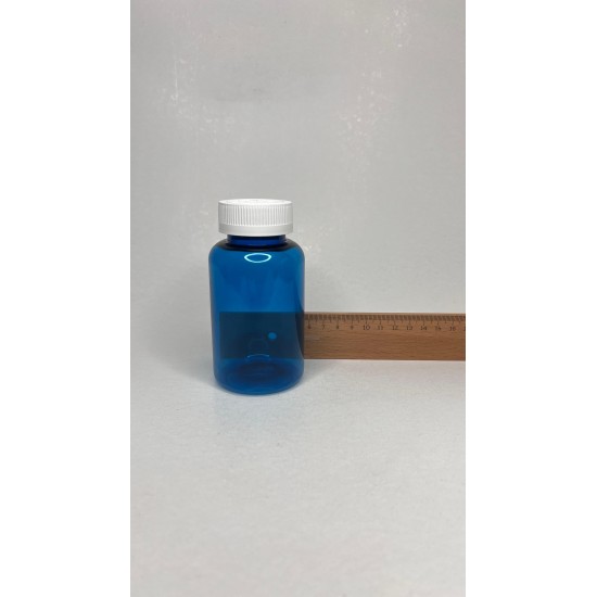 200 ml Mavi Tablet Şişesi | Beyaz Çocuk Emniyetli Kapaklı Vitamin, Kapsül ve Takviye Edici Gıda Kutusu (400 Adet/Koli)