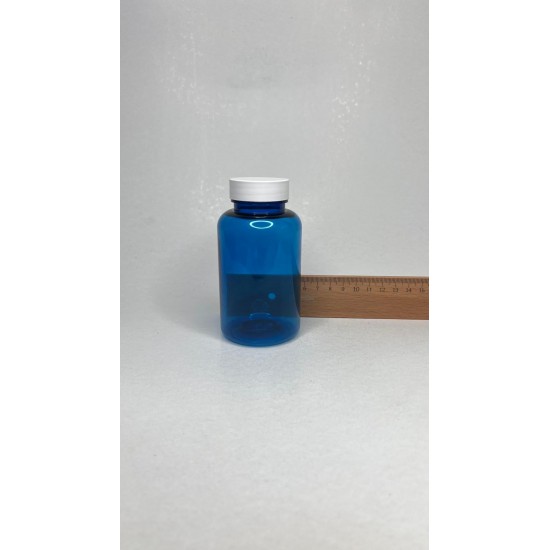 200 ml Mavi Tablet Şişesi | Beyaz Kapaklı Vitamin, Kapsül ve Takviye Edici Gıda Kutusu (400 Adet/Koli)