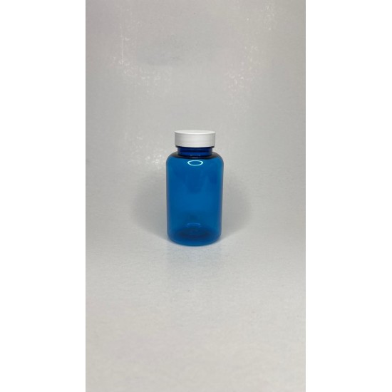 200 ml Mavi Tablet Şişesi | Beyaz Kapaklı Vitamin, Kapsül ve Takviye Edici Gıda Kutusu (400 Adet/Koli)