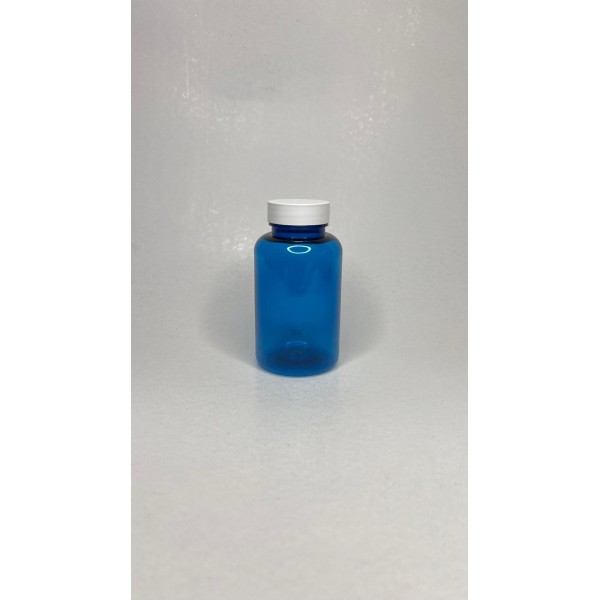 200 ml Mavi Tablet Şişesi | Beyaz Kapaklı Vitamin, Kapsül ve Takviye Edici Gıda Kutusu (400 Adet/Koli)