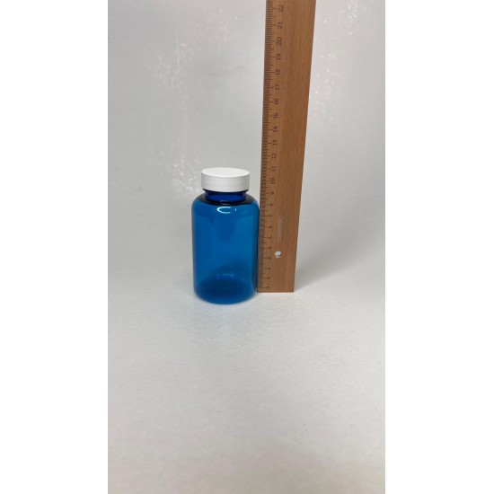 200 ml Mavi Tablet Şişesi | Beyaz Kapaklı Vitamin, Kapsül ve Takviye Edici Gıda Kutusu (400 Adet/Koli)