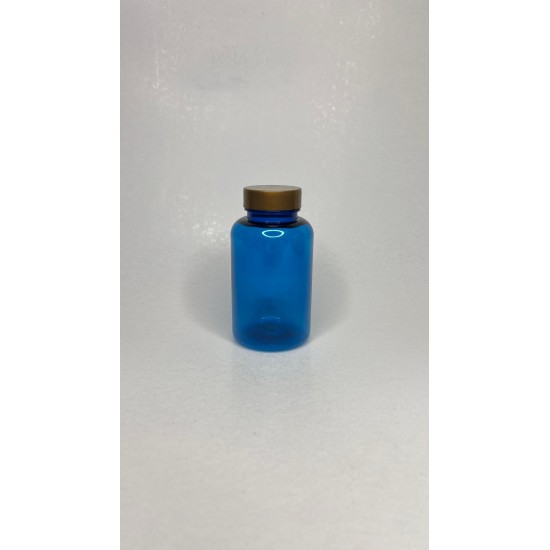 200 ml Mavi Tablet Şişesi | Gold Kapaklı Vitamin, Kapsül ve Takviye Edici Gıda Kutusu (400 Adet/Koli)