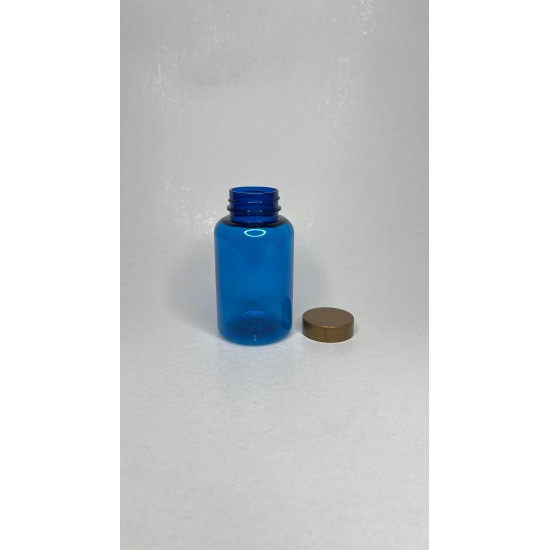 200 ml Mavi Tablet Şişesi | Gold Kapaklı Vitamin, Kapsül ve Takviye Edici Gıda Kutusu (400 Adet/Koli)