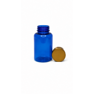 200 ml Mavi Tablet Şişesi | Gold Kapaklı Vitamin, Kapsül ve Takviye Edici Gıda Kutusu (400 Adet/Koli)