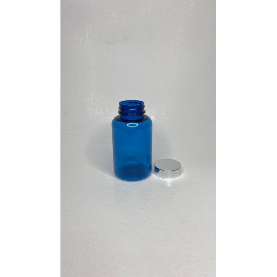 200 ml Mavi Tablet Şişesi | Gümüş Kapaklı Vitamin, Kapsül ve Takviye Edici Gıda Kutusu (400 Adet/Koli)