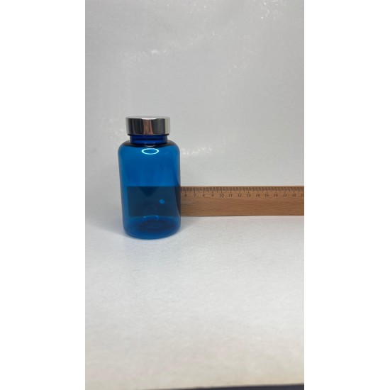 200 ml Mavi Tablet Şişesi | Gümüş Kapaklı Vitamin, Kapsül ve Takviye Edici Gıda Kutusu (400 Adet/Koli)