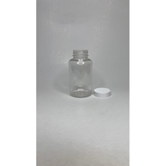 200 ml Şeffaf Tablet Şişesi | Beyaz Kapaklı Vitamin, Kapsül ve Takviye Edici Gıda Kutusu (400 Adet/Koli)