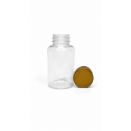200 ml Şeffaf Tablet Şişesi | Gold Kapaklı Vitamin, Kapsül ve Takviye Edici Gıda Kutusu (400 Adet/Koli)