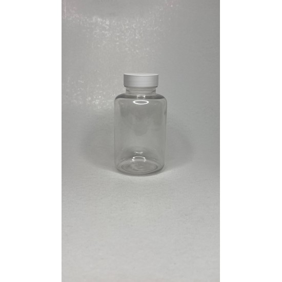 250 ml Şeffaf Tablet Şişesi | Beyaz Kapaklı Vitamin, Kapsül ve Takviye Edici Gıda Kutusu (200 Adet/Koli)