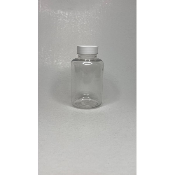 250 ml Şeffaf Tablet Şişesi | Beyaz Kapaklı Vitamin, Kapsül ve Takviye Edici Gıda Kutusu (200 Adet/Koli)