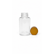 250 ml Şeffaf PET Tablet Şişesi | Gold Kapaklı Vitamin, Kapsül ve Takviye Edici Gıda Kutusu (200 Adet/Koli)