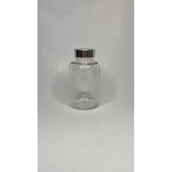 250 ml Şeffaf PET Tablet Şişesi | Gümüş Kapaklı Vitamin, Kapsül ve Takviye Edici Gıda Kutusu (200 Adet/Koli)