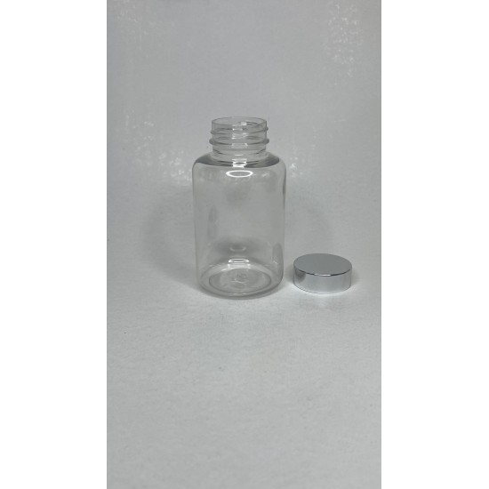 250 ml Şeffaf PET Tablet Şişesi | Gümüş Kapaklı Vitamin, Kapsül ve Takviye Edici Gıda Kutusu (200 Adet/Koli)