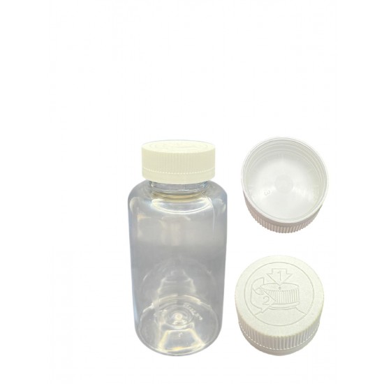300 ML ŞEFFAF TABLET ŞİŞESİ - COCUK EMNİYETLİ BEYAZ KAPAK 1KOLİ 280 ADET