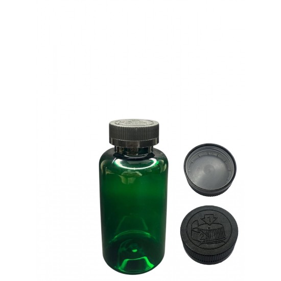 300 ML YEŞİL TABLET ŞİŞESİ - COCUK EMNİYETLİ SİYAH KAPAK 1KOLİ 280 ADET