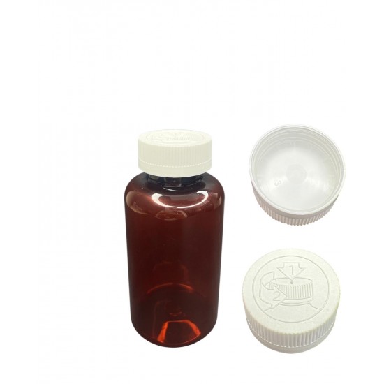 300 ML KAHVERENGİ TABLET ŞİŞESİ - COCUK EMNİYETLİ BEYAZ KAPAK 1KOLİ 280 ADET