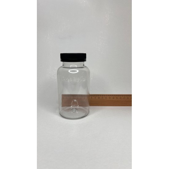 500 ML ŞEFFAF TABLET ŞİŞESİ - COCUK EMNİYETLİ SİYAH KAPAK 1KOLİ 165 ADET