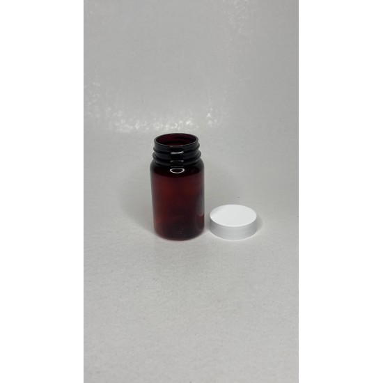 75 ml Kahverengi (Amber) Tablet Şişesi | Beyaz Kapaklı Vitamin, Kapsül ve Takviye Edici Gıda Kutusu (800 Adet/Koli)