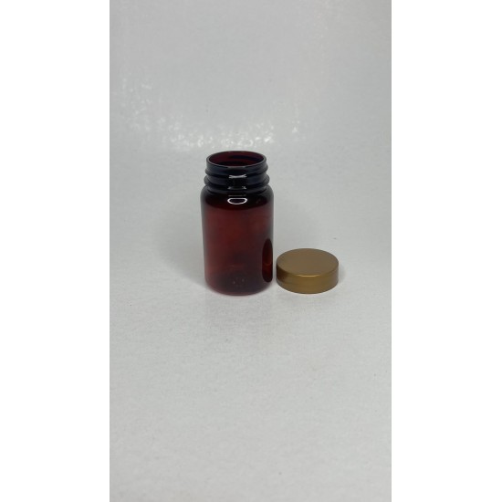 75 ml Kahverengi (Amber) Tablet Şişesi | Gold Kapaklı Vitamin, Kapsül ve Takviye Edici Gıda Kutusu (800 Adet/Koli)