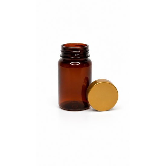 75 ml Kahverengi (Amber) Tablet Şişesi | Gold Kapaklı Vitamin, Kapsül ve Takviye Edici Gıda Kutusu (800 Adet/Koli)