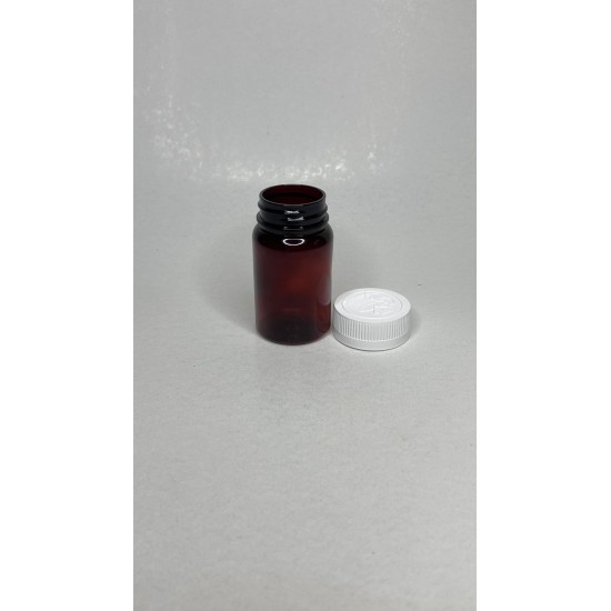 75 ml Kahverengi (Amber) Tablet Şişesi | Beyaz Çocuk Emniyetli Kapaklı Vitamin, Kapsül ve Takviye Edici Gıda Kutusu (800 Adet/Koli)