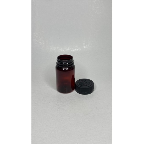75 ml Kahverengi (Amber) Tablet Şişesi | Siyah Çocuk Emniyetli Kapaklı Vitamin, Kapsül ve Takviye Edici Gıda Kutusu (800 Adet/Koli)