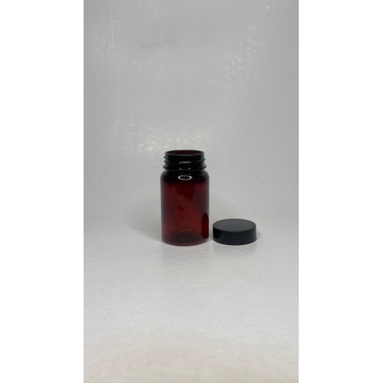 75 ml Kahverengi (Amber) Tablet Şişesi | Siyah Kapaklı Vitamin, Kapsül ve Takviye Edici Gıda Kutusu (800 Adet/Koli)