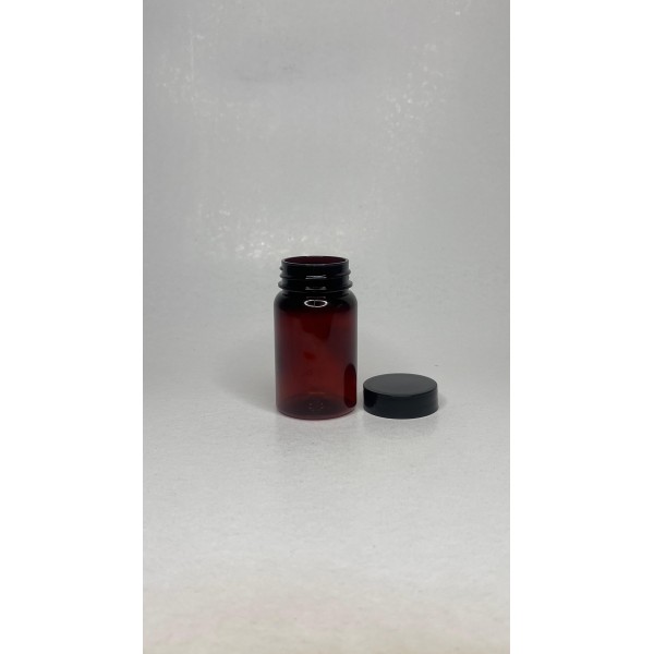 75 ml Kahverengi (Amber) Tablet Şişesi | Siyah Kapaklı Vitamin, Kapsül ve Takviye Edici Gıda Kutusu (800 Adet/Koli)