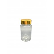 90 ml Şeffaf Tablet Şişesi | Gold Kapaklı Vitamin, Kapsül ve Takviye Edici Gıda Kutusu (800 Adet/Koli)