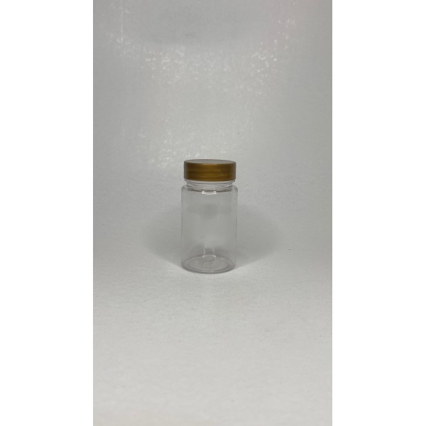 90 ml Şeffaf Tablet Şişesi | Gold Kapaklı Vitamin, Kapsül ve Takviye Edici Gıda Kutusu (800 Adet/Koli)