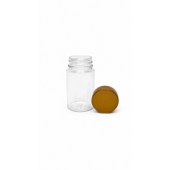 90 ml Şeffaf Tablet Şişesi | Gold Kapaklı Vitamin, Kapsül ve Takviye Edici Gıda Kutusu (800 Adet/Koli)
