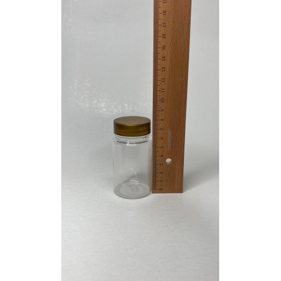 90 ml Şeffaf Tablet Şişesi | Gold Kapaklı Vitamin, Kapsül ve Takviye Edici Gıda Kutusu (800 Adet/Koli)