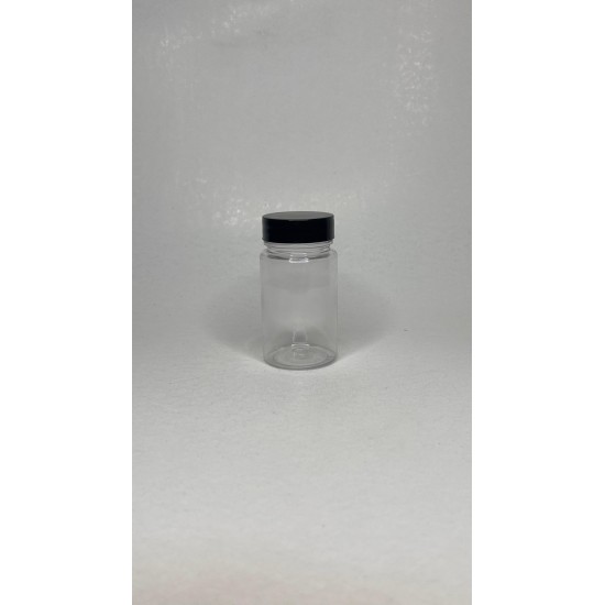90 ml Şeffaf Tablet Şişesi | Siyah Kapaklı Vitamin, Kapsül ve Takviye Edici Gıda Kutusu (800 Adet/Koli)