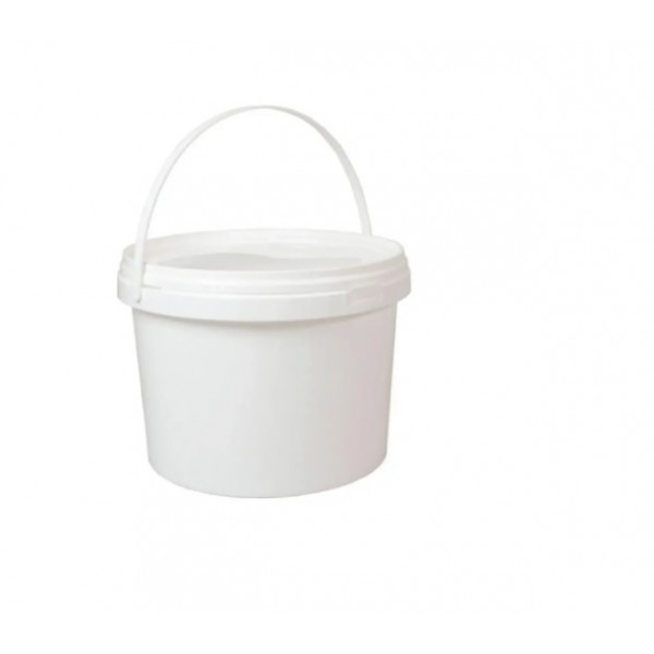 5000 ml (5 Kg) Beyaz Yuvarlak Kulplu Plastik Kova Kapaklı