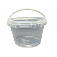 5000 ml (5 Kg) Şeffaf Yuvarlak Kulplu Plastik Kova Kapaklı