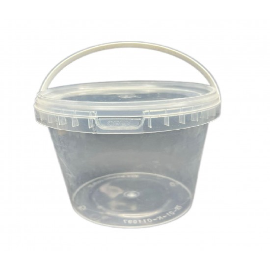 5000 ml (5 Kg) Şeffaf Yuvarlak Kulplu Plastik Kova Kapaklı
