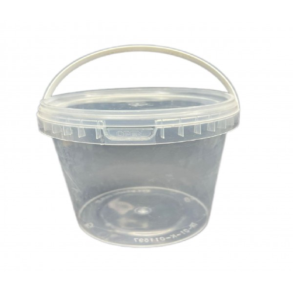5000 ml (5 Kg) Şeffaf Yuvarlak Kulplu Plastik Kova Kapaklı