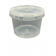 500 ml Şeffaf Yuvarlak Kulplu Plastik Kova Kapaklı