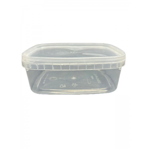 800 ml Şeffaf Oval Plastik Tahin, Pekmez ve Helva Kutusu Kapaklı